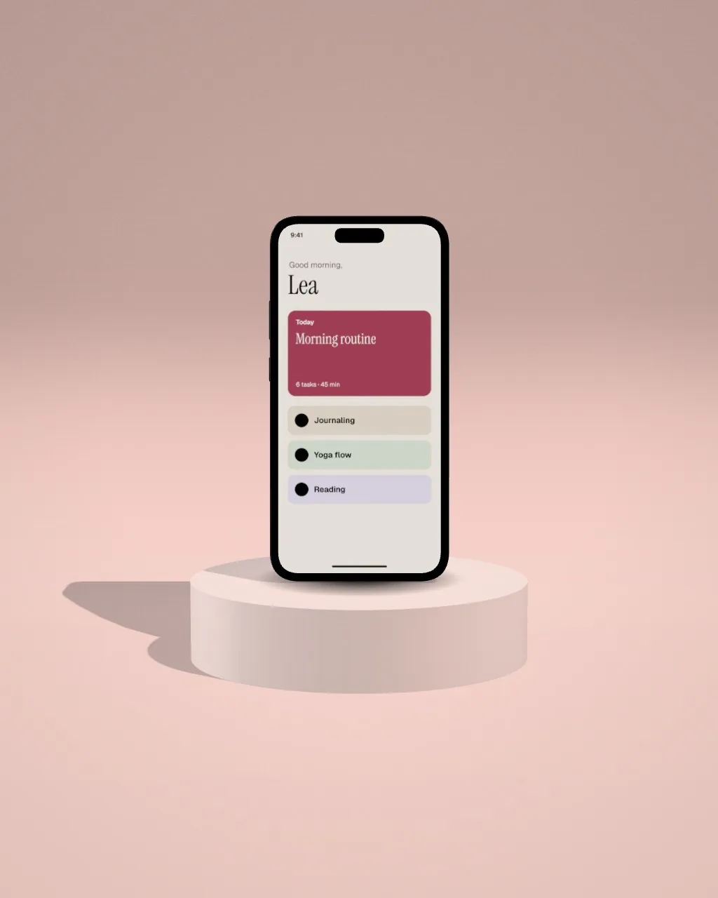 Smartphone · Blush plinth · front mockup