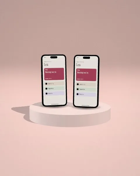 Smartphone duo · Blush plinth mockup