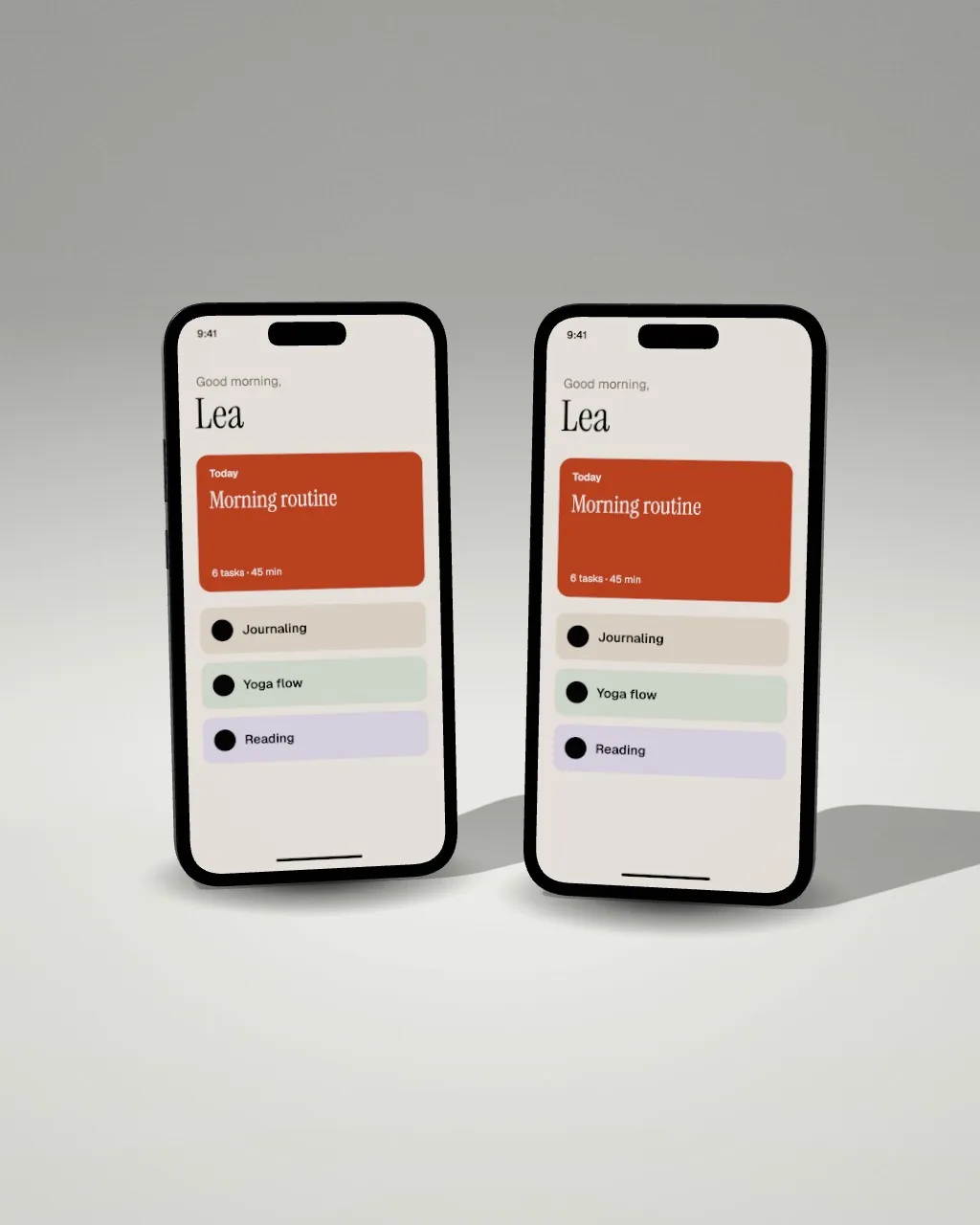 Smartphone duo · Light studio mockup