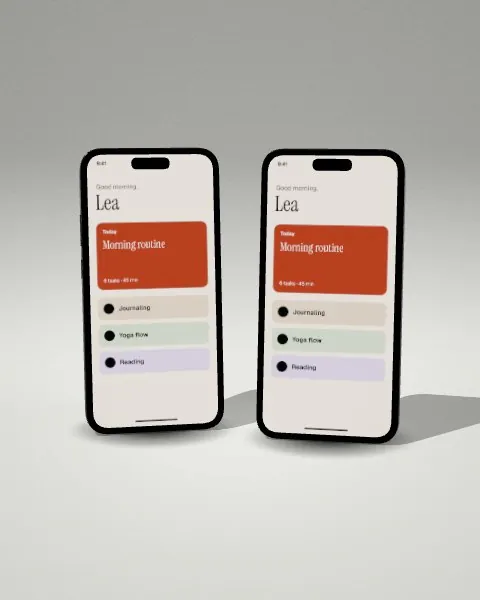 Smartphone duo · Light studio mockup