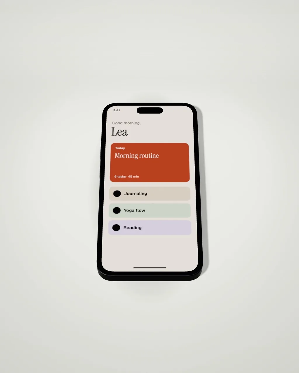 Smartphone lying flat · Light studio · from above mockup