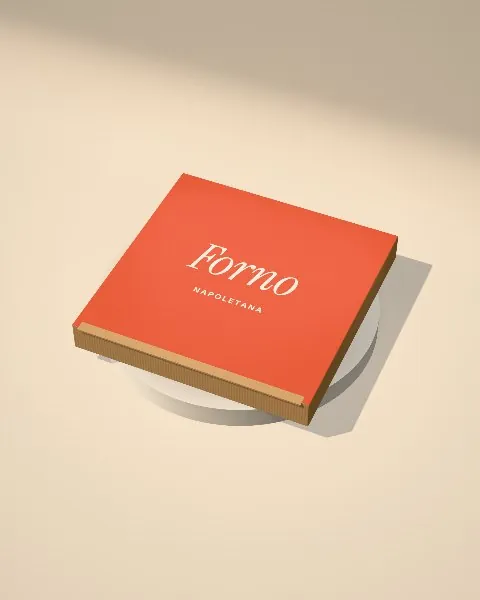 Pizza box · Sand plinth · angled mockup