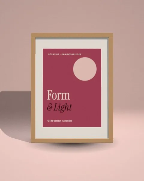 Poster · oak frame · Blush plinth · front mockup
