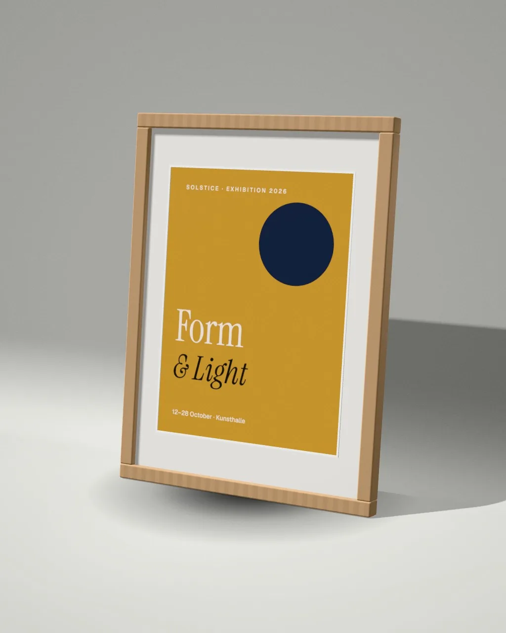 Poster · oak frame · Light studio · 3/4 mockup