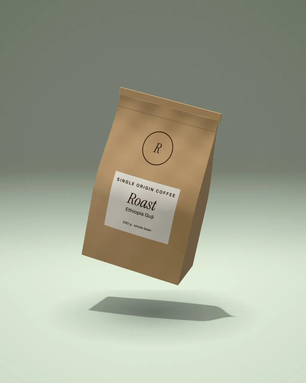Mockup: Standbodenbeutel auf Salbeigrün