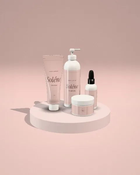 Skincare set · Blush plinth mockup