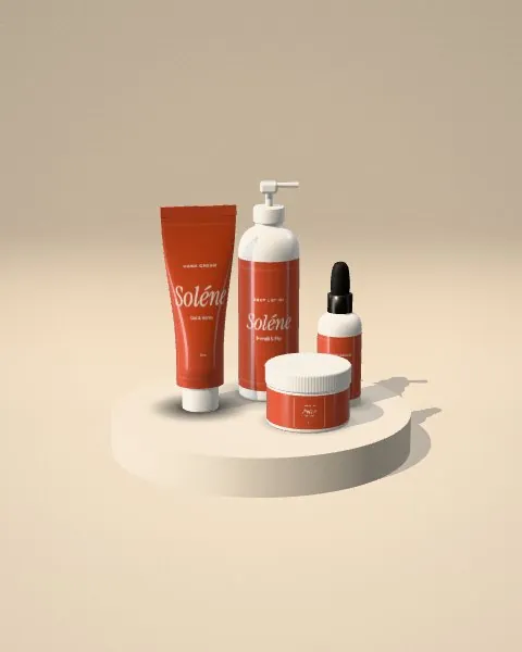 Skincare set · Sand plinth mockup