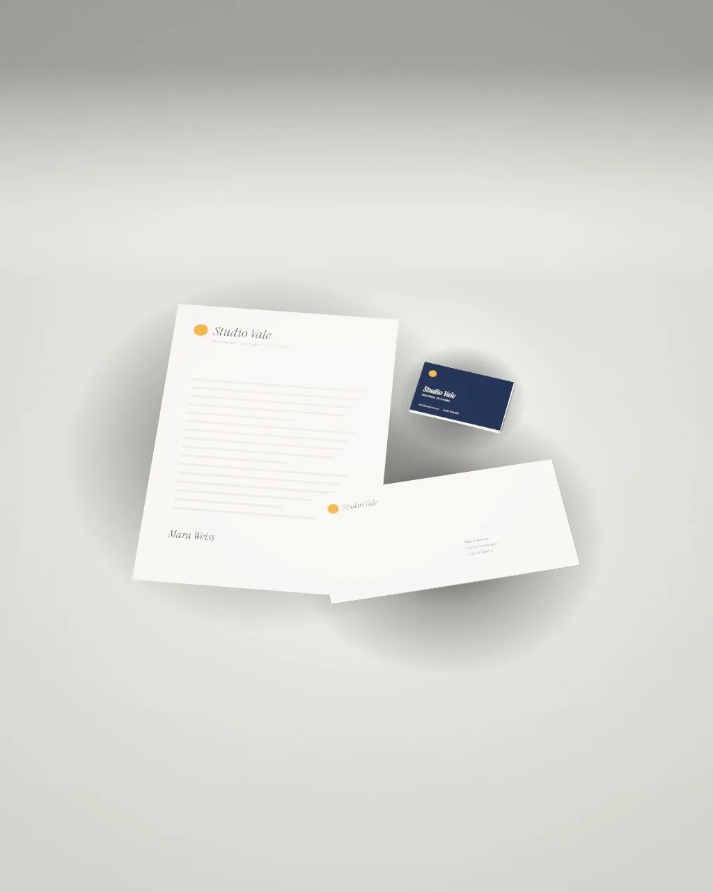 Stationery set · Light studio mockup