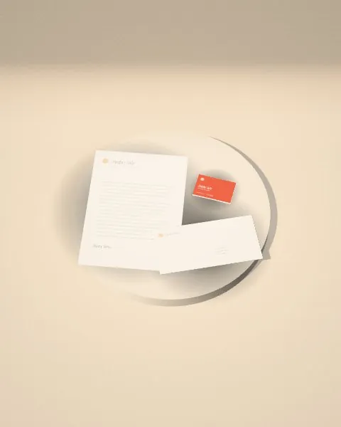 Stationery set · Sand plinth mockup