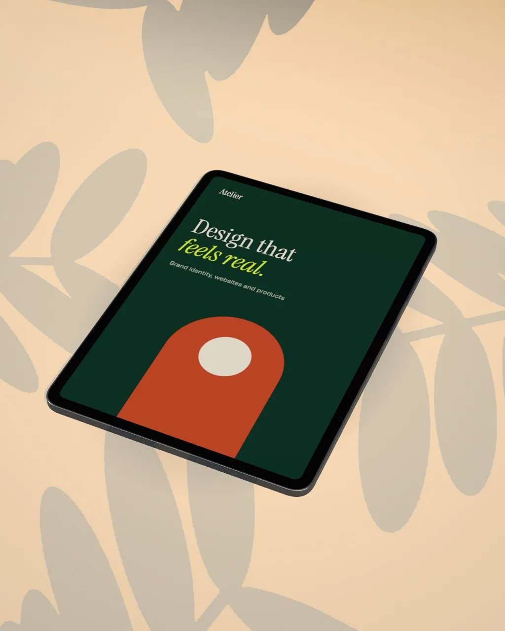 Tablet lying flat · Sunlight · angled mockup