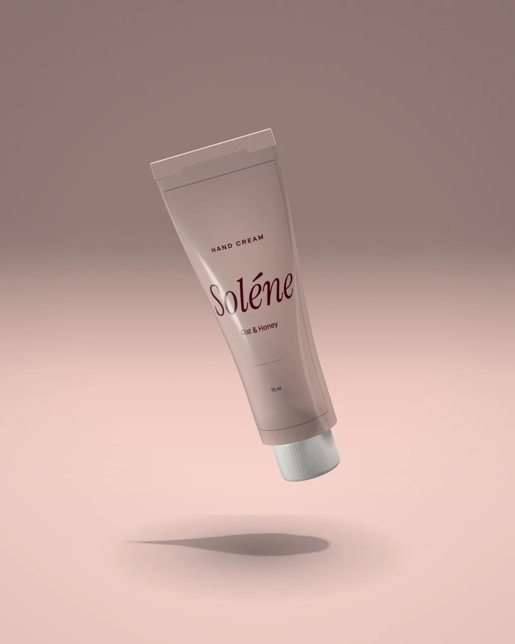 Tube mockup on a blush plinth