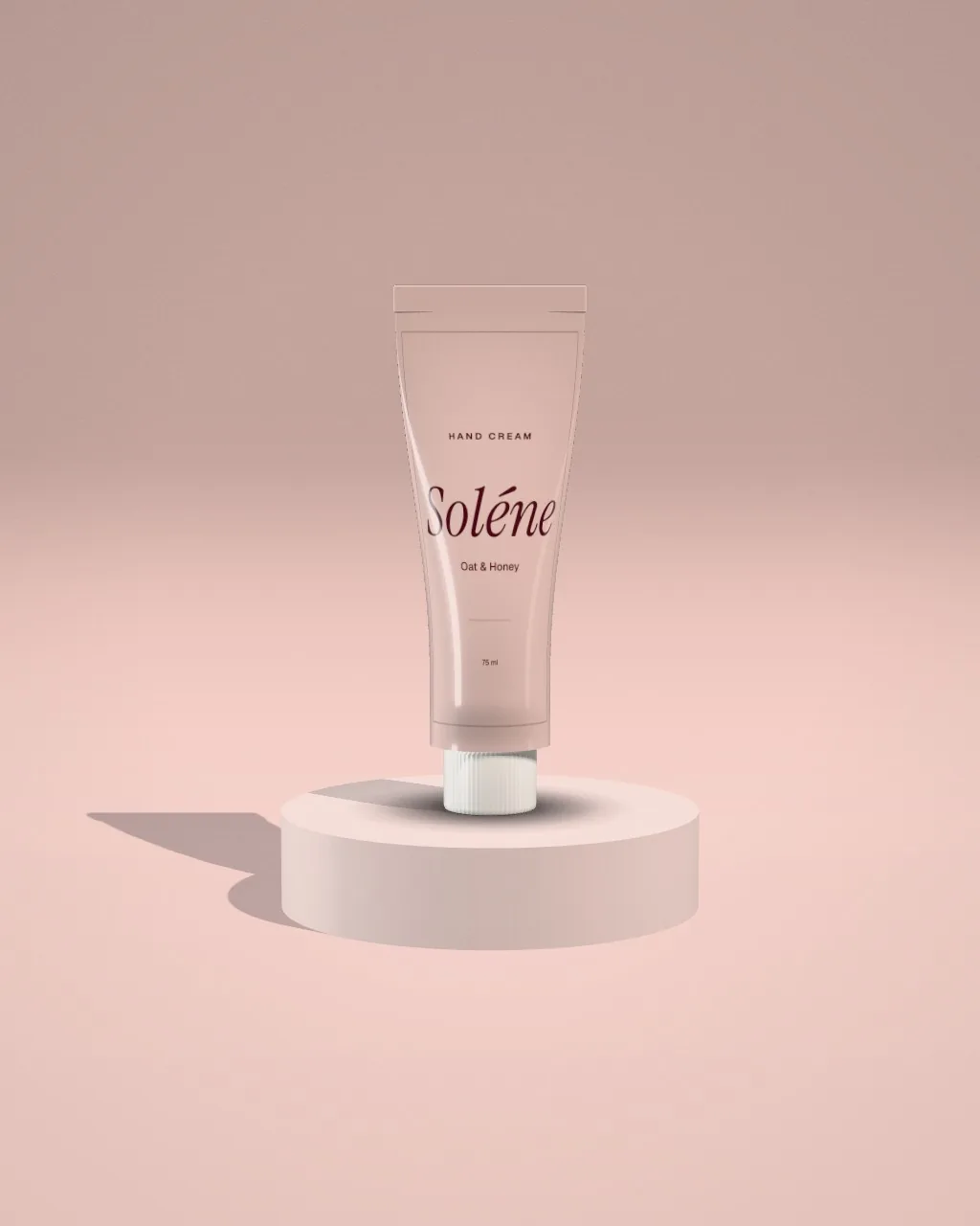Tube · Blush plinth · front mockup