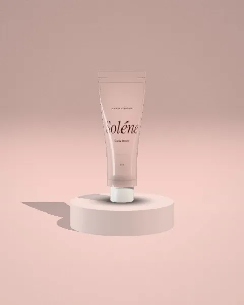 Tube · Blush plinth · front mockup
