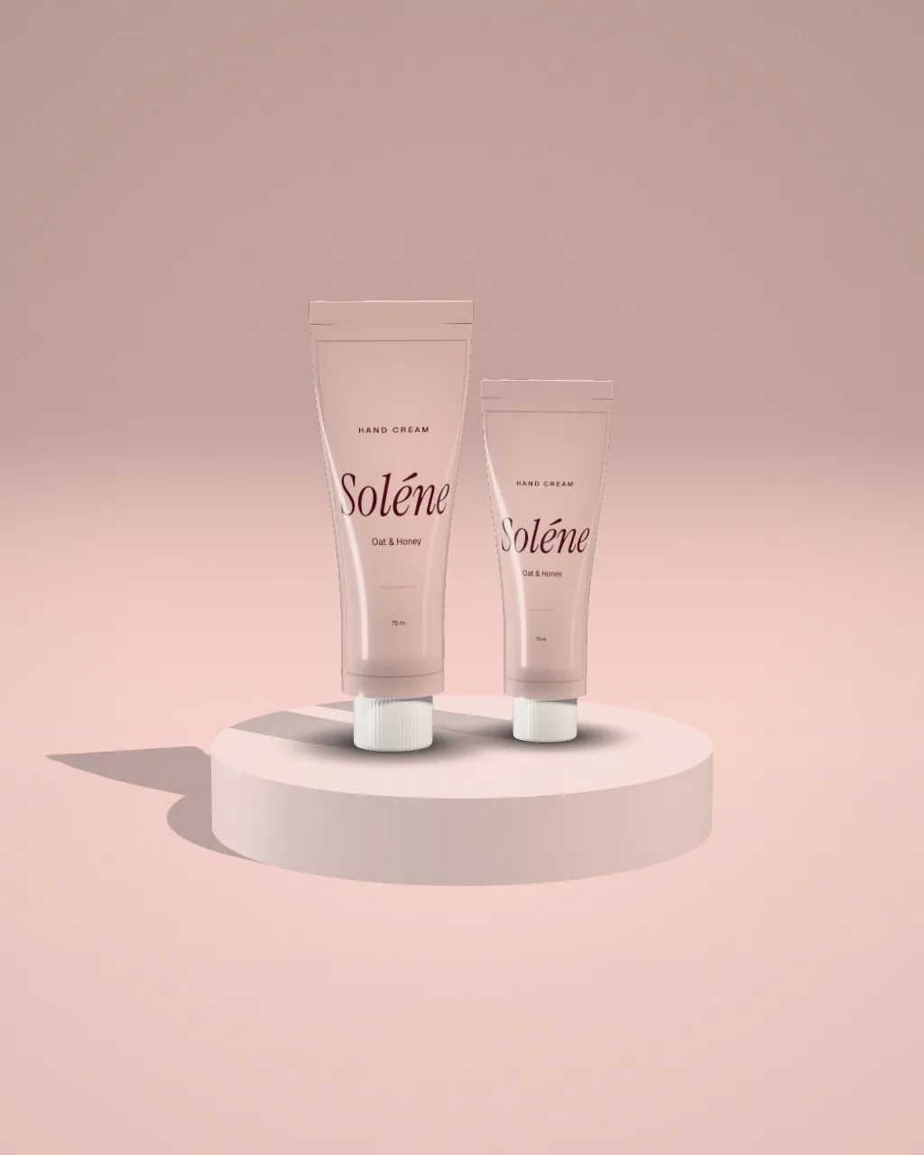 Tube duo · Blush plinth mockup