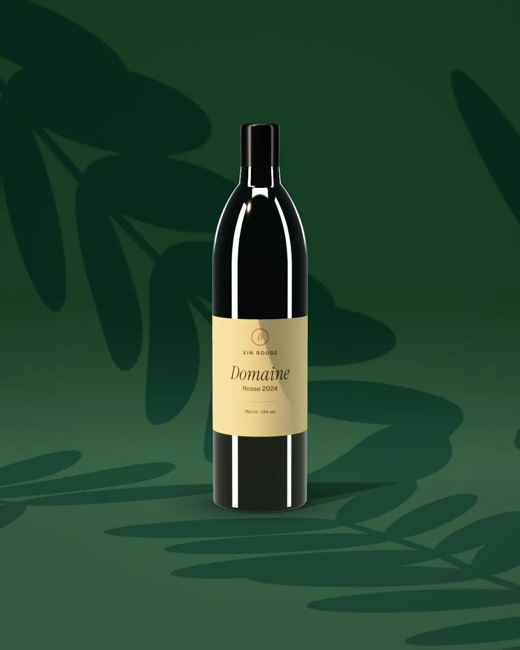Wine bottle · Forest green · front mockup