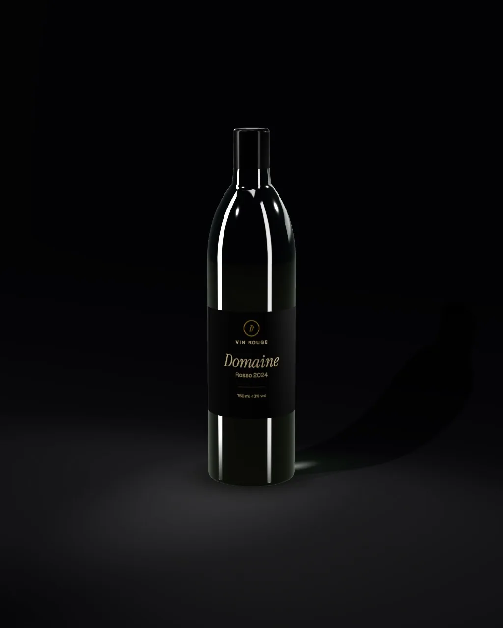 Wine bottle · Black · 3/4 mockup