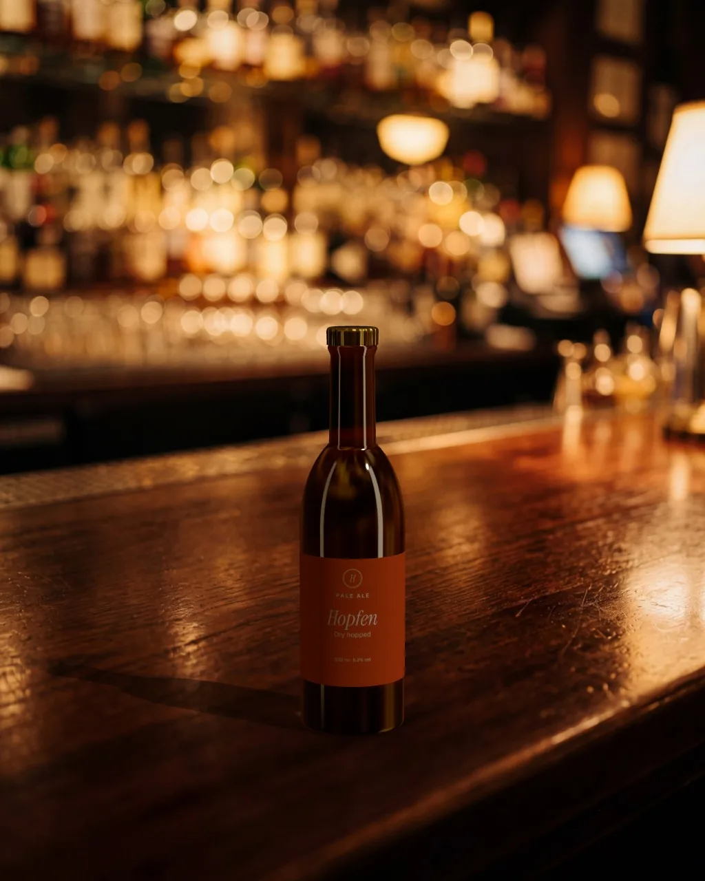 Beer bottle · Bar at night mockup
