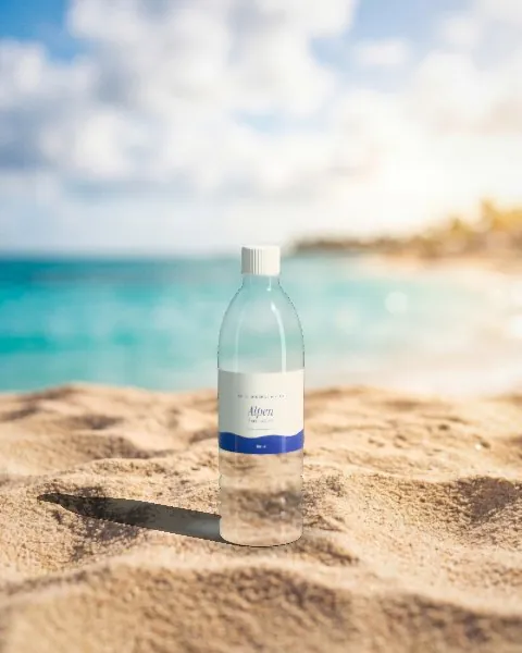 Water bottle · Beach mockup
