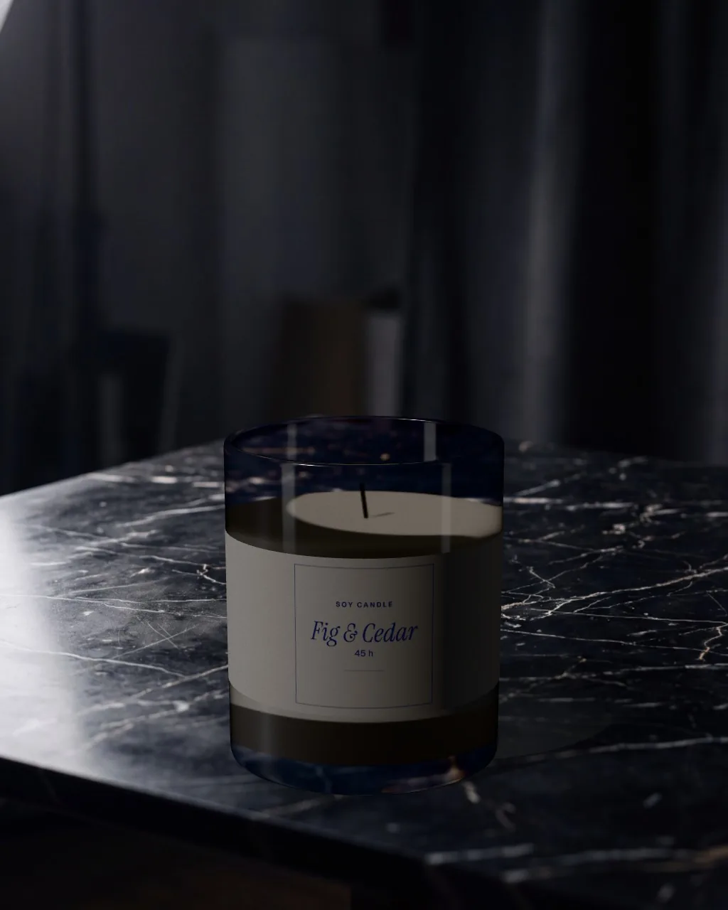 Scented candle · Black marble mockup