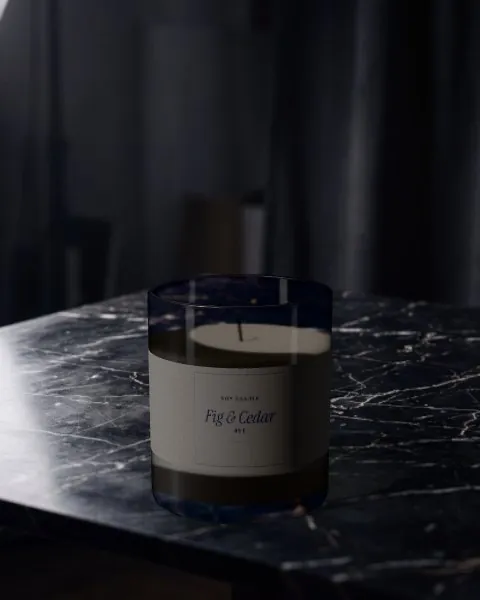 Scented candle · Black marble mockup