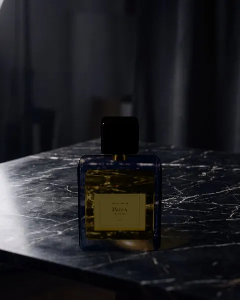 Perfume bottle · Black marble mockup