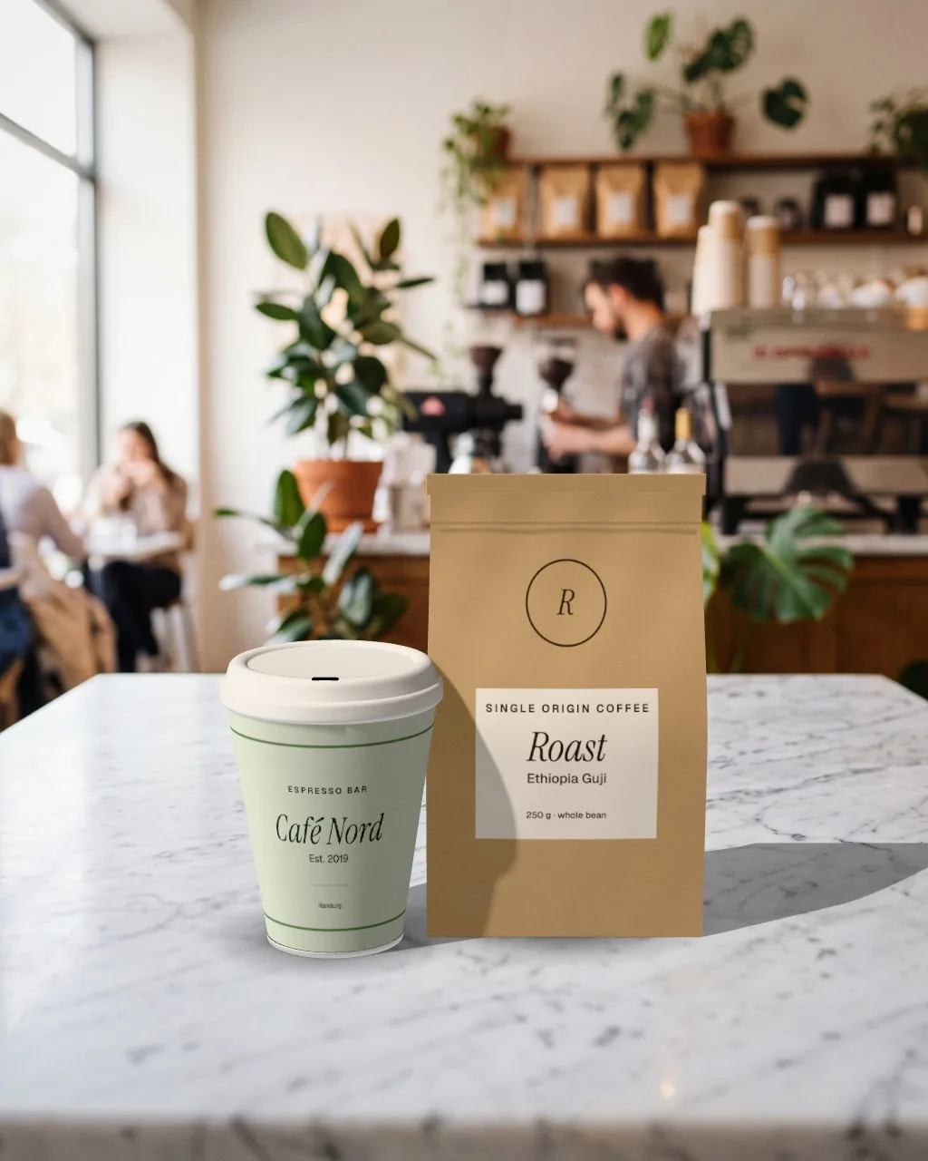 Set · Café marble mockup
