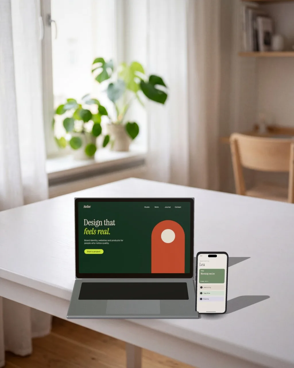 Set · White desk mockup