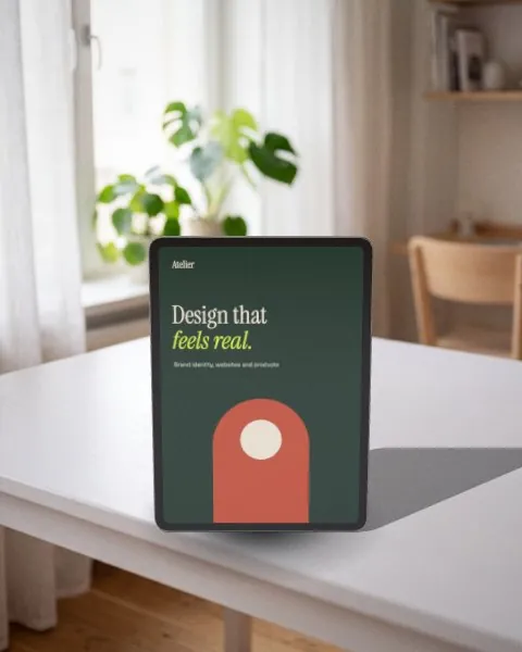 Tablet · White desk mockup