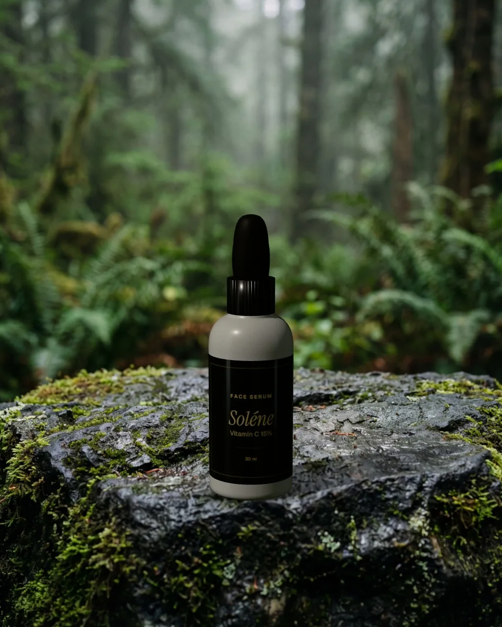 Serum bottle · Forest rock mockup