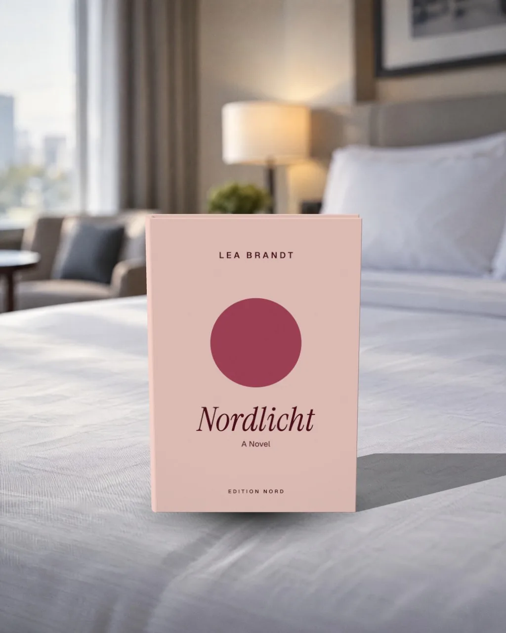 Hardcover book · Hotel bed mockup