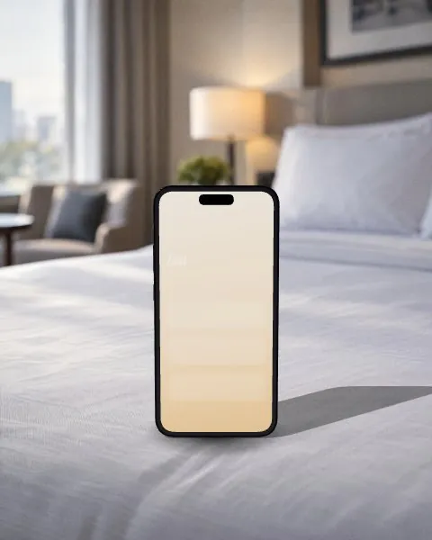 Smartphone · Hotel bed mockup