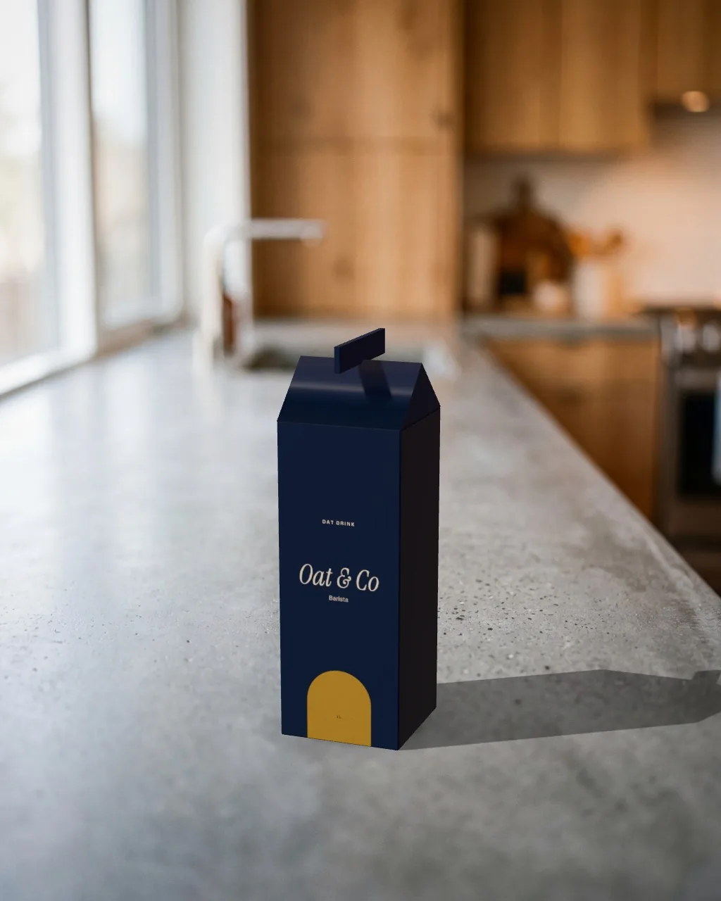 Drink carton · Concrete kitchen mockup