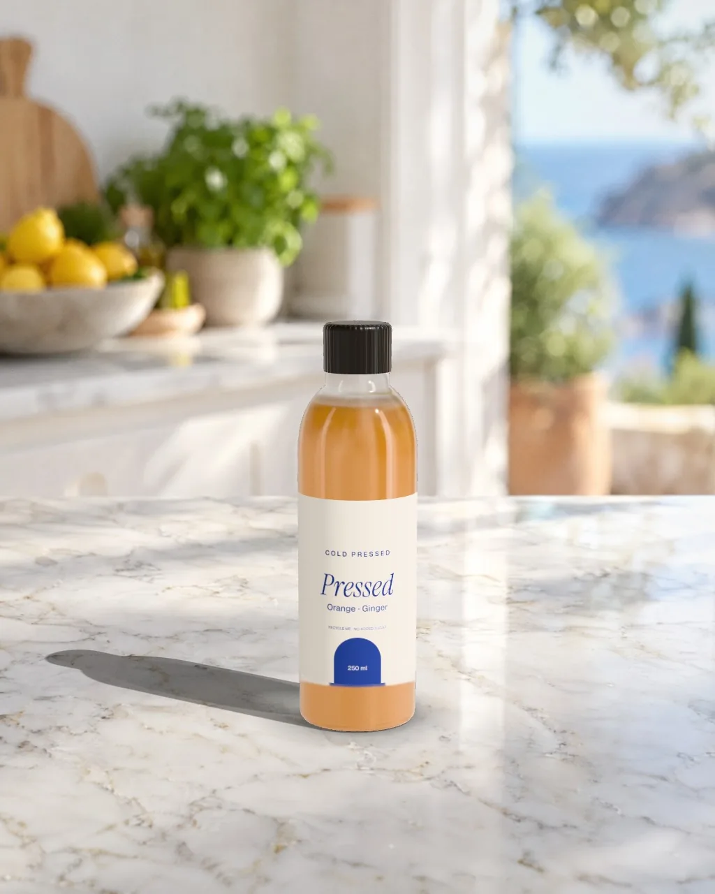 Juice bottle · Lemon kitchen mockup