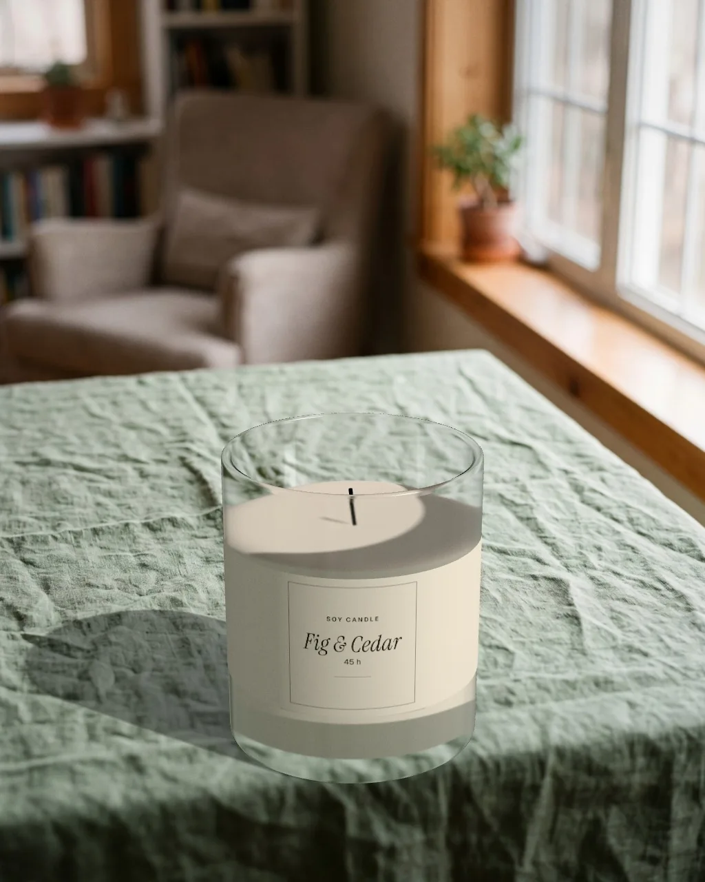 Scented candle · Sage linen mockup