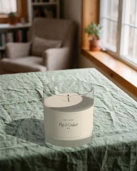 Scented candle · Sage linen mockup
