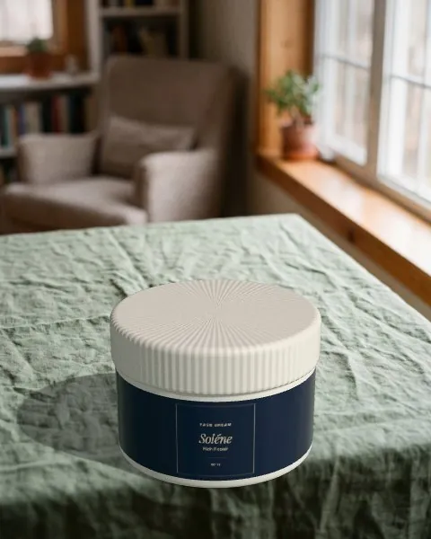 Cream jar · Sage linen mockup