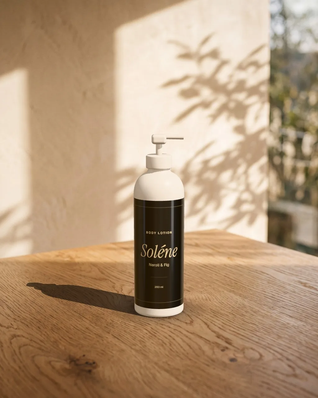 Pump bottle · Oak in the sun mockup