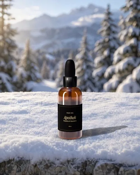 Amber dropper bottle · Snow mockup