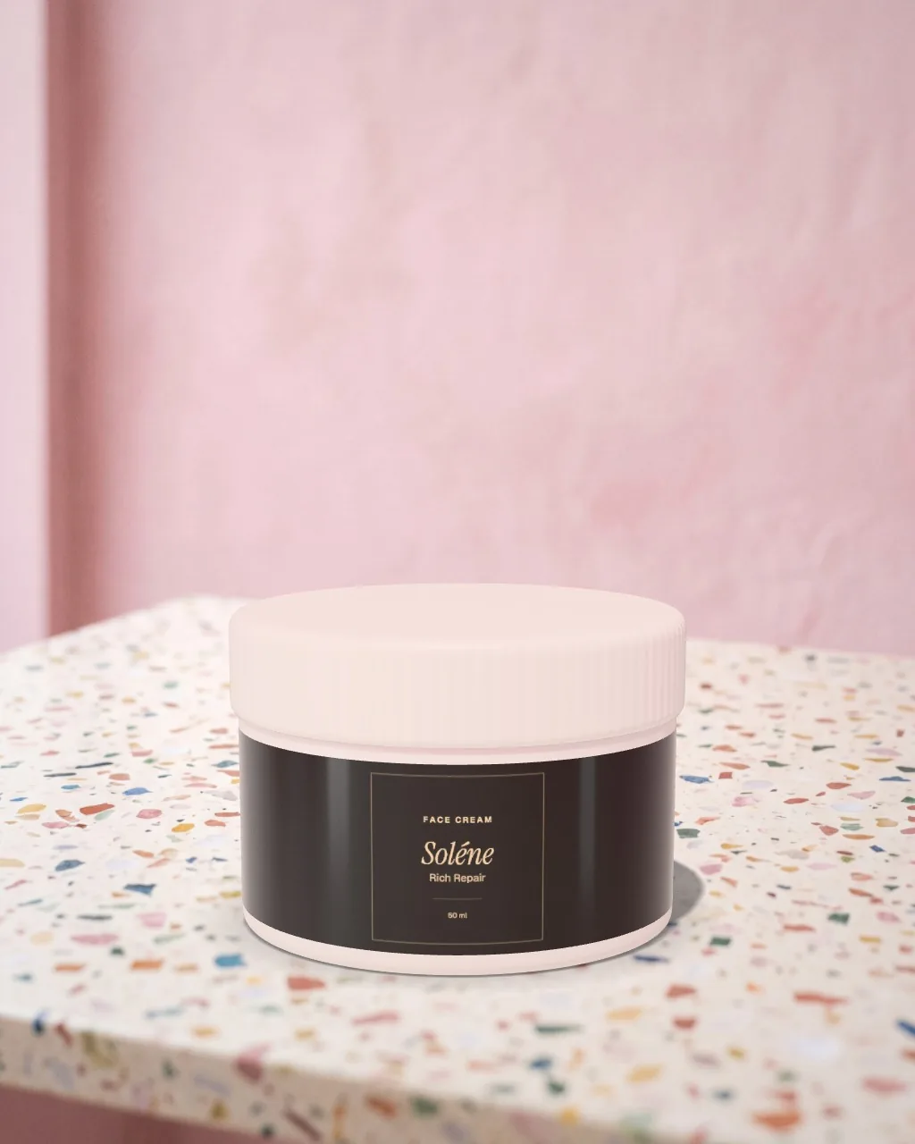Cream jar · Pastel terrazzo mockup