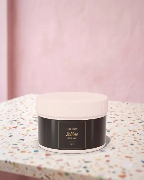 Cream jar · Pastel terrazzo mockup