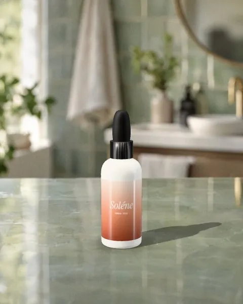 Serum bottle · Glass shelf mockup