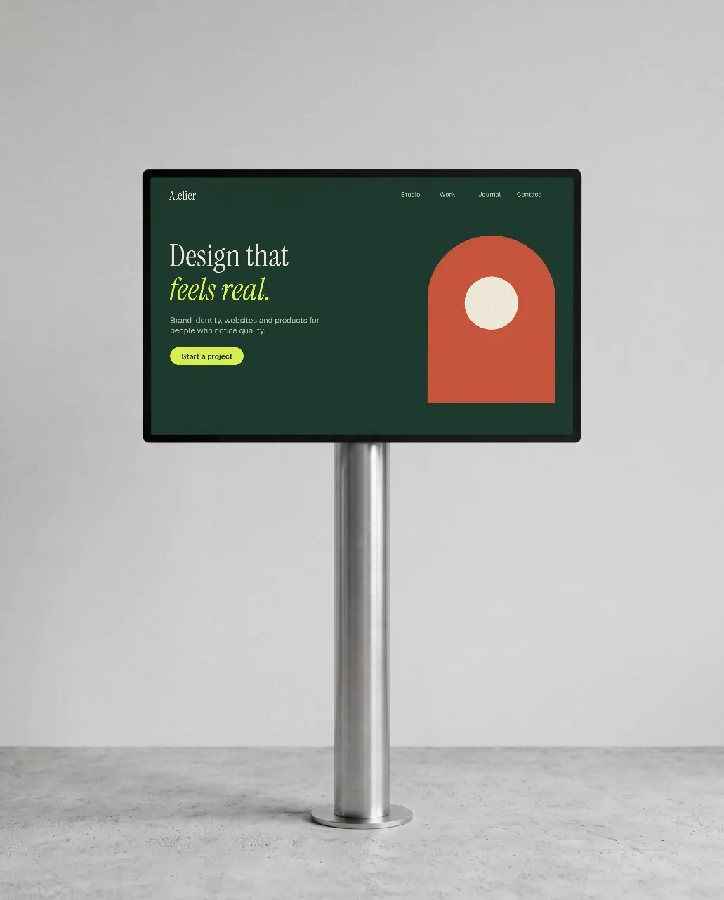 Display on a metal pole mockup