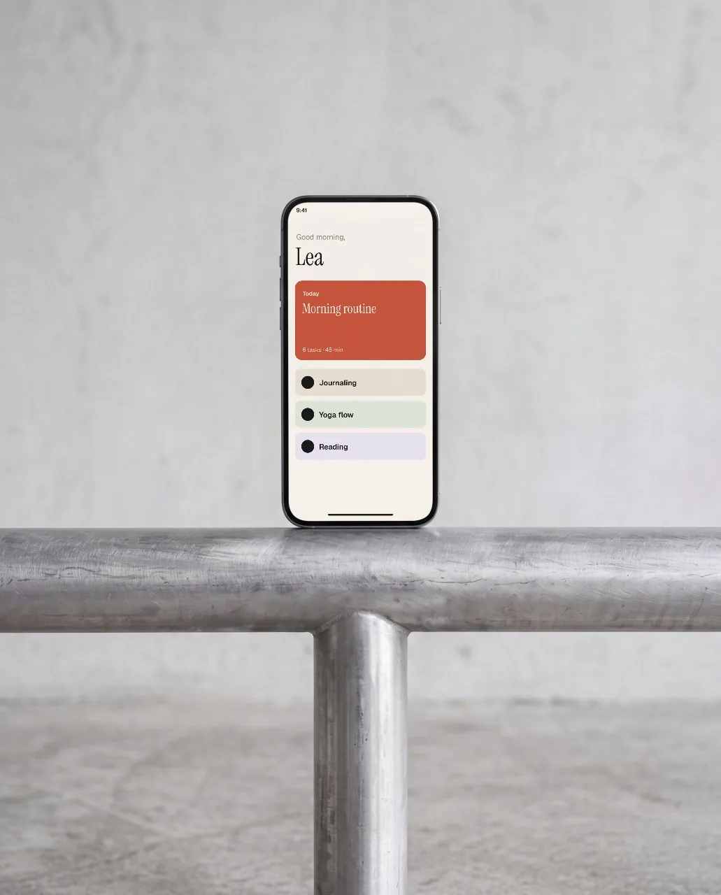 Phone on a metal rail mockup