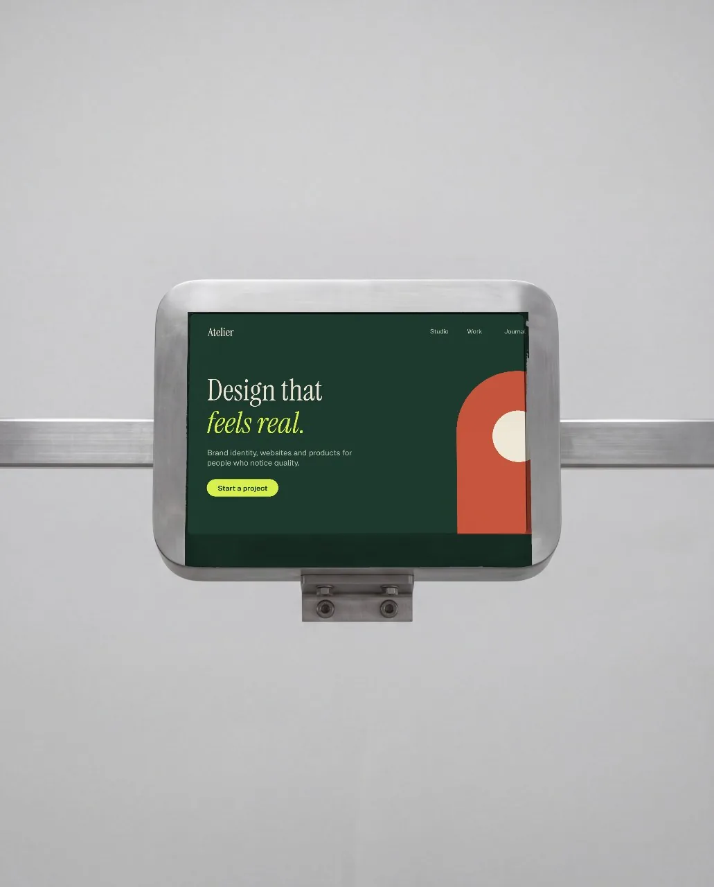 Kiosk screen, aluminium mockup