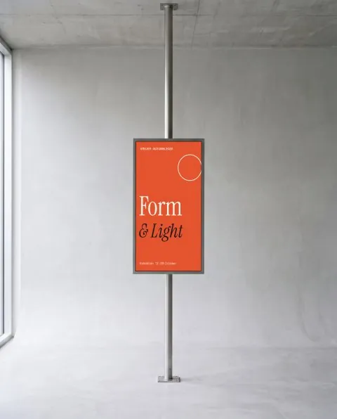 Vertical screen on a pole mockup