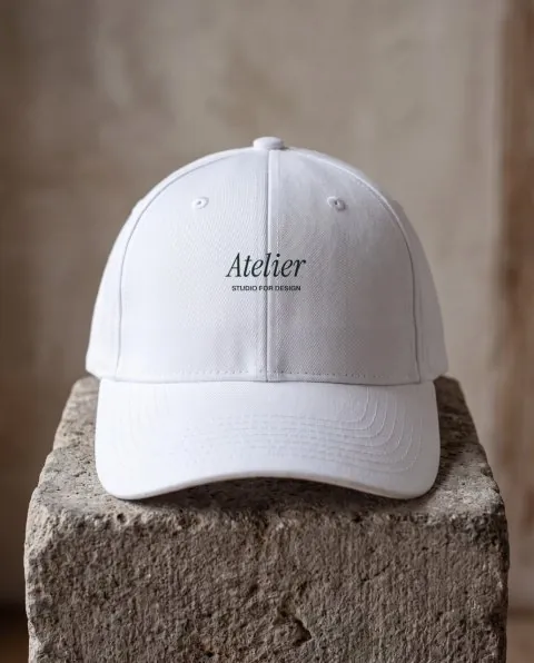 Baseball cap on a stone plinth mockup