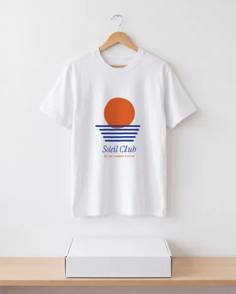 Mockup: T-Shirt am Holzbügel