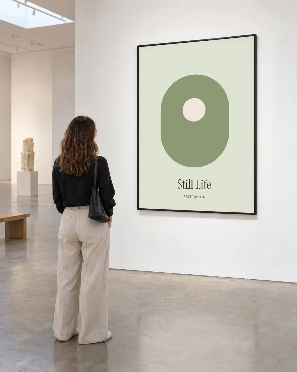 Print in a gallery with a visitor mockup