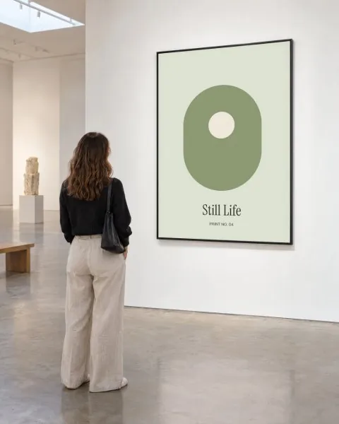 Print in a gallery with a visitor mockup