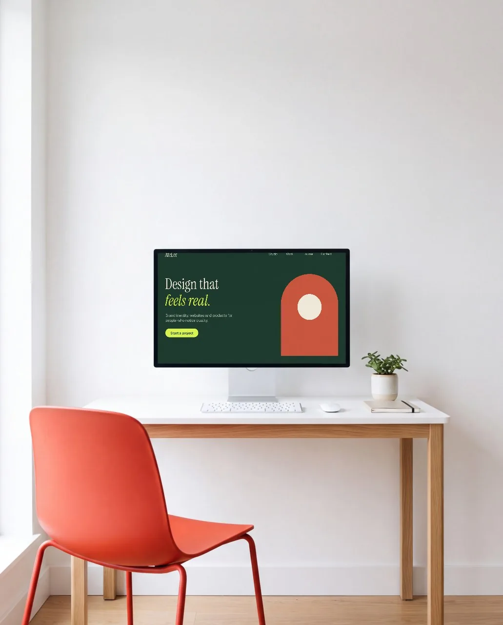 Monitor in a white studio mockup